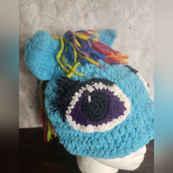 Hand made Crochet Pony My Little Pony Rainbow hat. Adult size - Picture 7 of 9